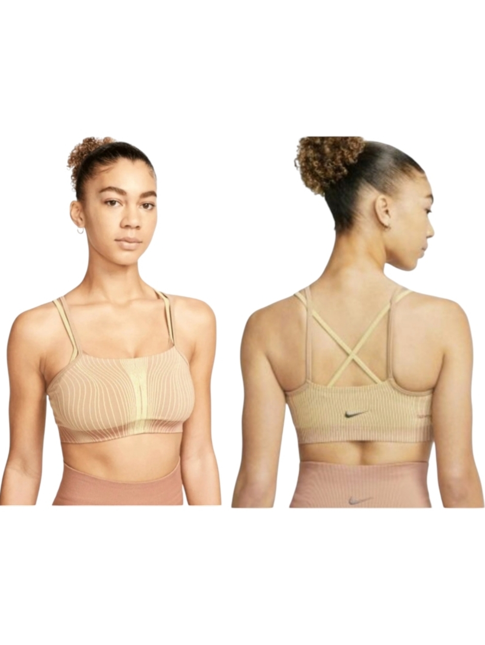 Nike Yoga Dri-Fit ADV Indy Athletic Sports Bra Tan Cream Yellow Small